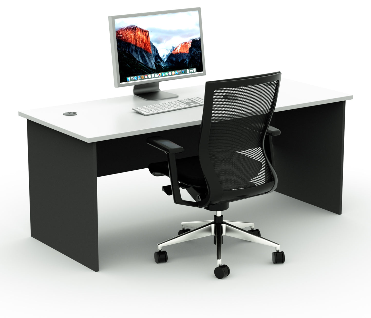 Straight Desk with 2 Cable Holes