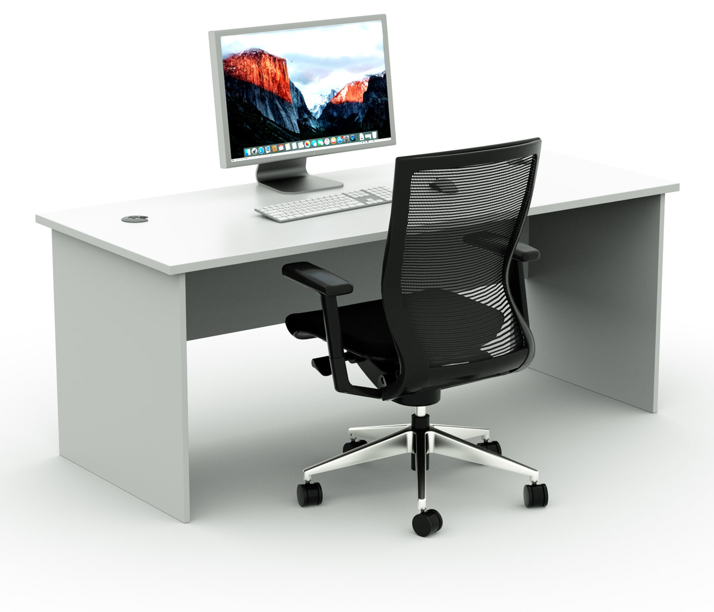 Straight Desk with 2 Cable Holes
