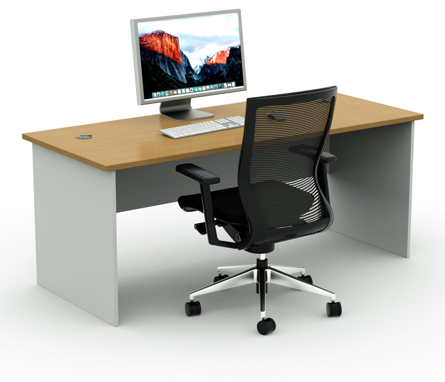 Straight Desk with 2 Cable Holes