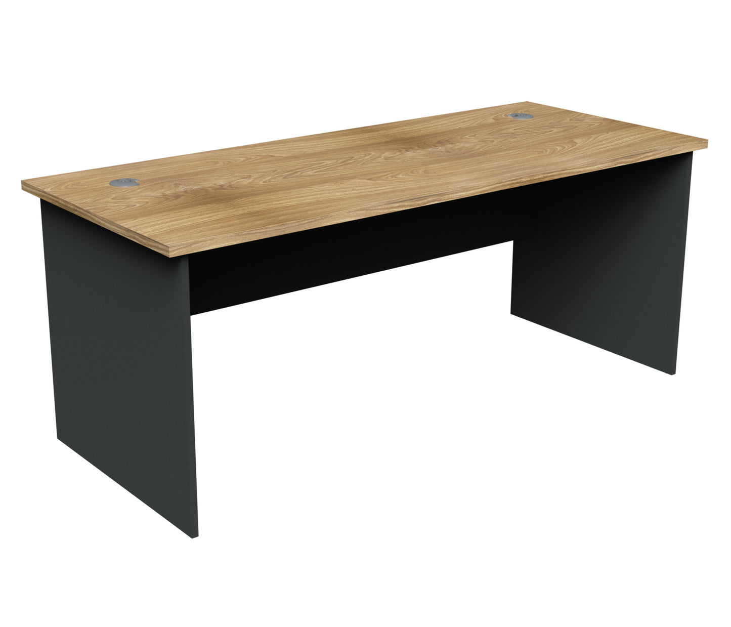 Straight Desk with 2 Cable Holes